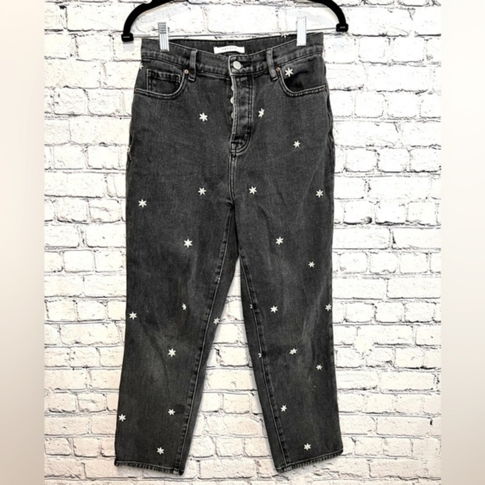 PacSun black jeans with daisies embroidered size 25